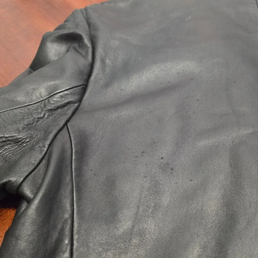 Couture by J. Park Leather Blazer Mens M Black 3 Button Jacket Professional Chic